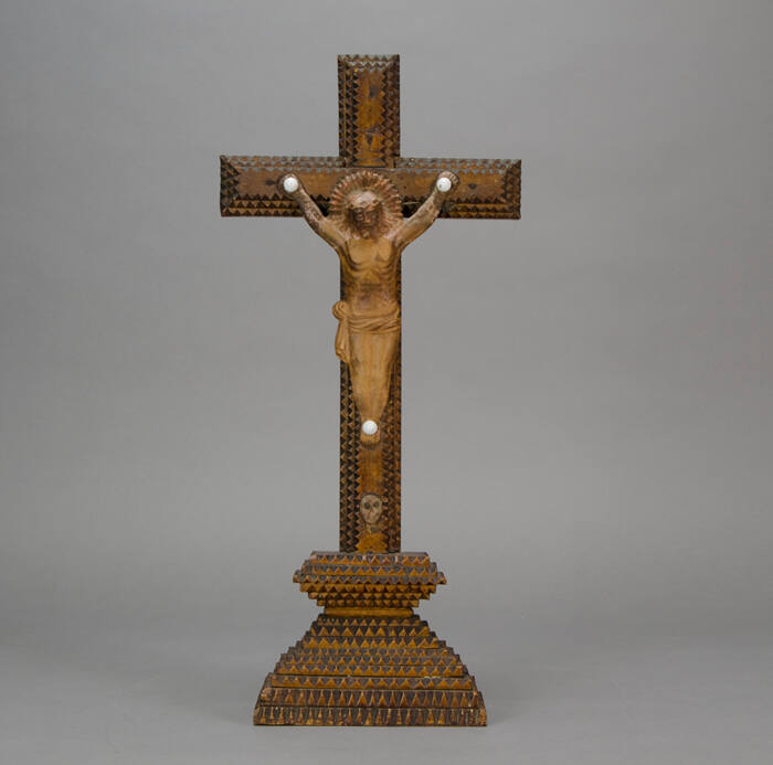 Tramp art crucifix