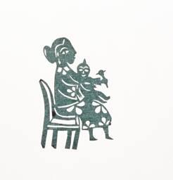 Chinese Paper Cut:  Mother and Baby.  