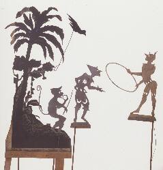 French Shadow Puppets:  Devil with Hoop.  