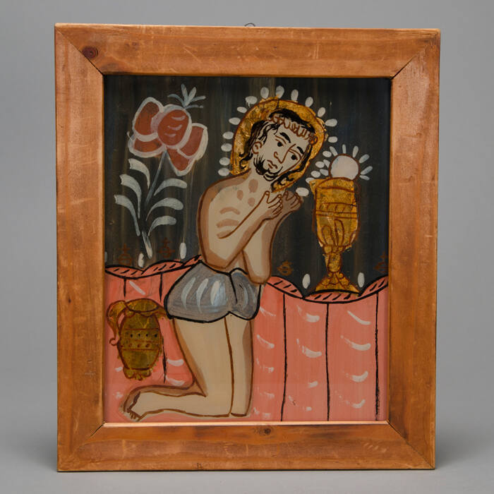 Polish glass painting of Christ praying