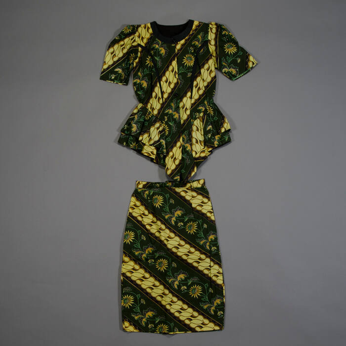 Printed Chitenge ("wax print fabric") Women’s clothing ensemble: Blouse and skirt