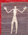 Detail of Plate 256. Wool Navajo blanket with pictographic figures.  