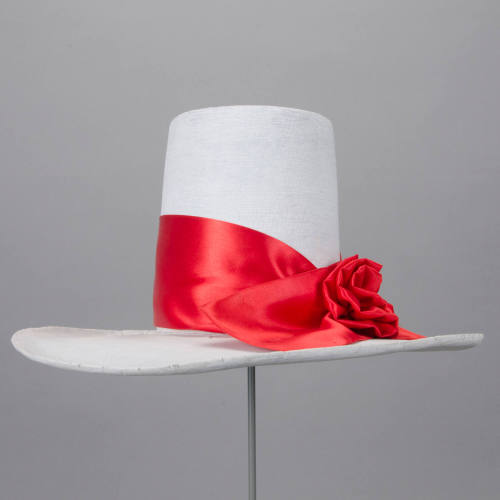 Woman's white hat with ribbon