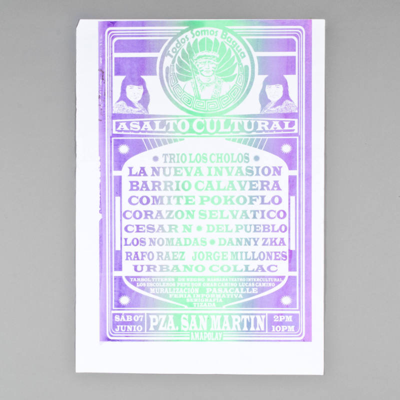 Poster, Todos Somos Bagua in purple and green