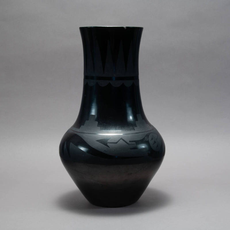 Black-on-black avanyu vase