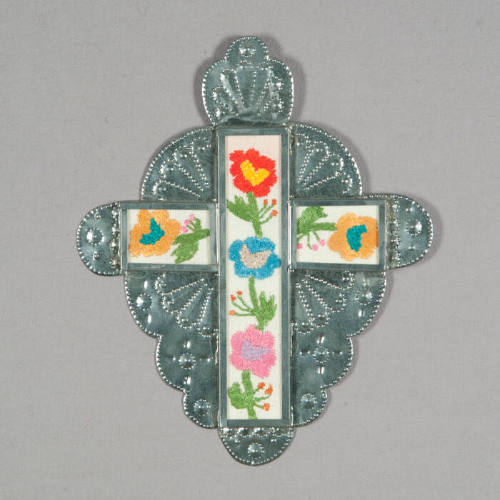 Cross with floral colcha embroidery