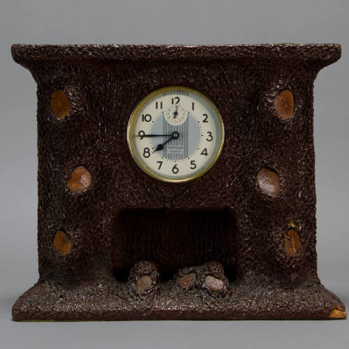 Folk style clock fireplace