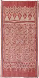 A double Ikat weave from Indonesia, with striped selveges describes geometric and polymorphic s…