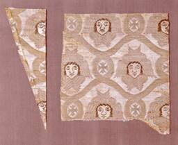 A PAIR OF VESTMENT FRAGMENTS MOUNTED TOGETHER.  Per Invoice:  Turkish 16th Century Ottoman silk…